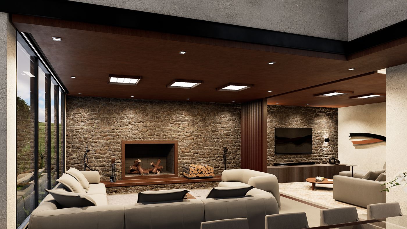 Casa Arujá, Sala de Lareira e TV